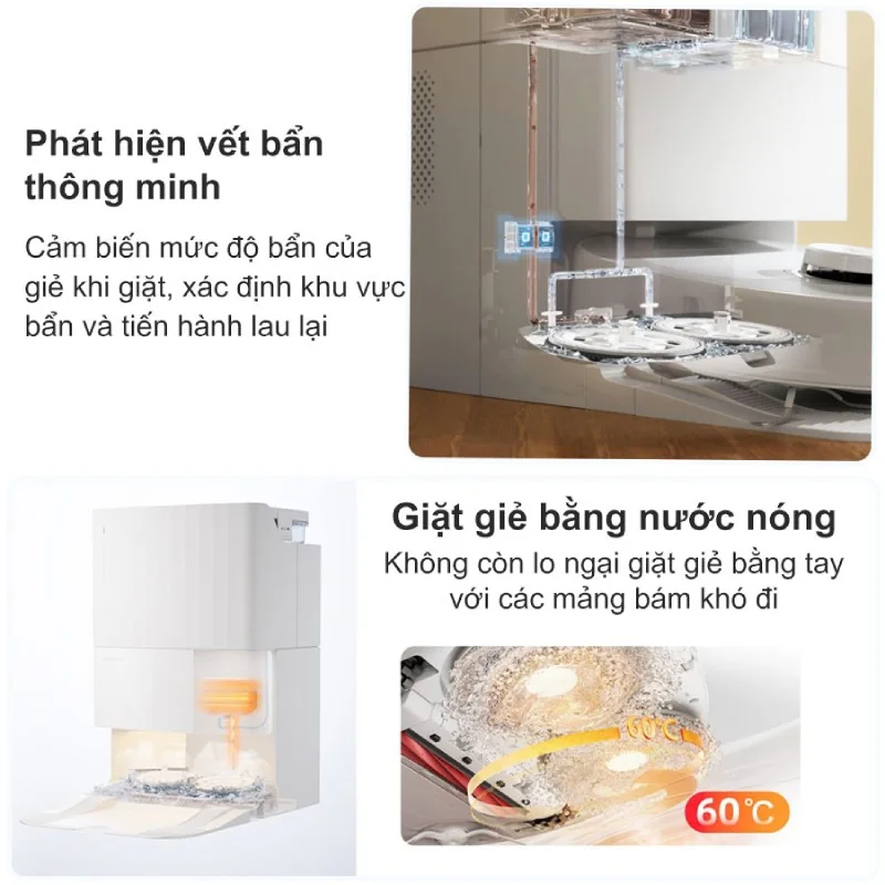 Robot hút bụi Q Revo MaxV Tự động phát hiện bẩn và giặt giẻ nước nóng