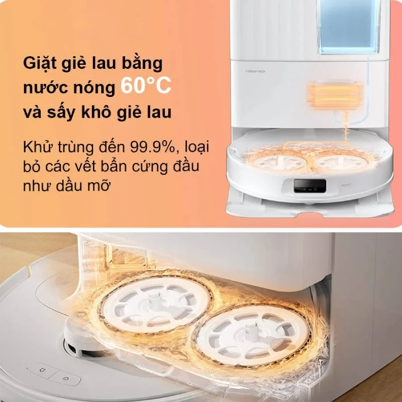 Giặt giẻ lau bằng nước nóng 60°C, khử trùng 99.9%