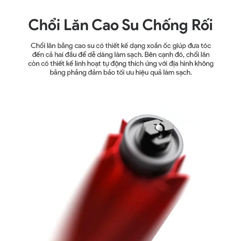 Roborock Q Revo S với chổi cao su thiết kế xoắn ốc hút sạch mọi bụi bẩn