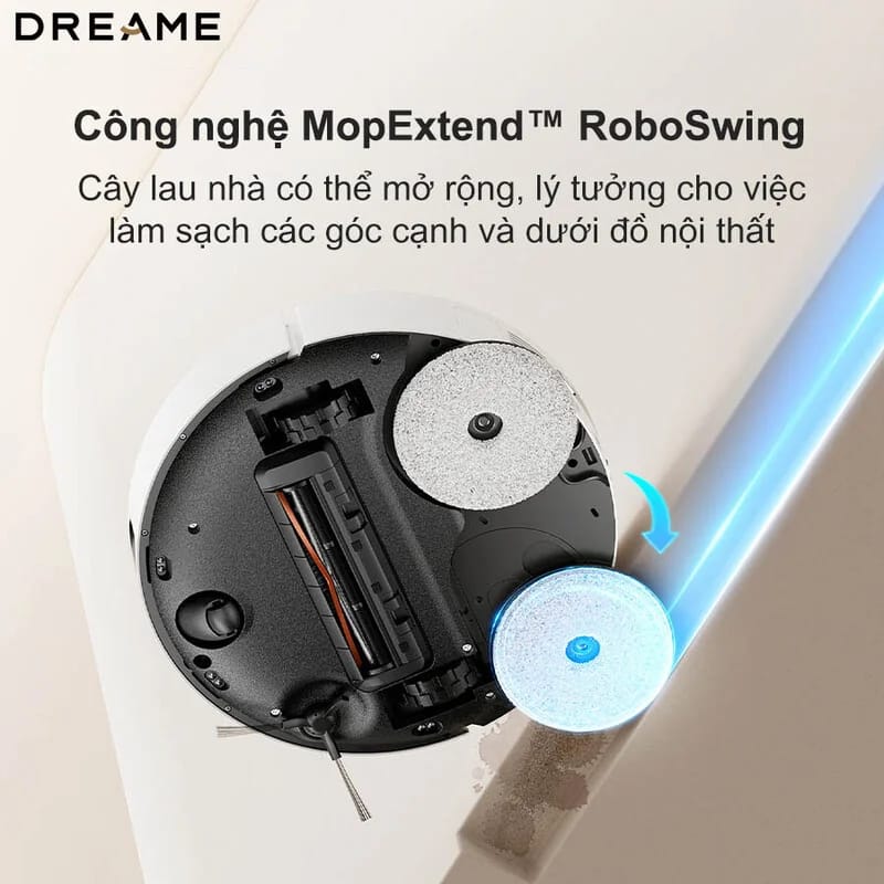 Công nghệ MopExtend™ RoboSwing giúp Dreame L30s Ultra len lỏi dưới đồ nội thất thấp