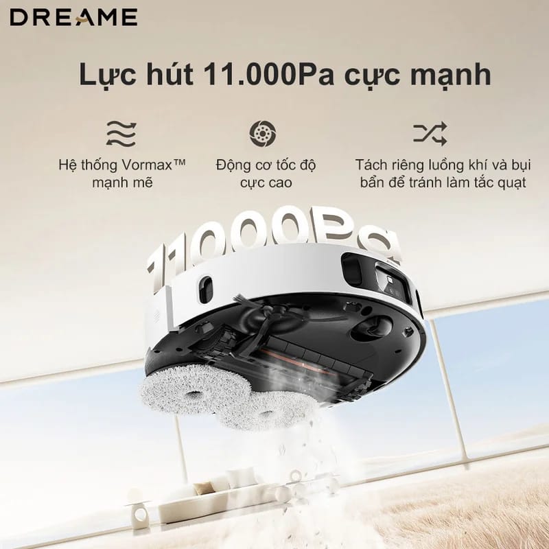 Dreame L30s Ultra giữ nhà sạch sẽ với lực hút Vormax™ cực mạnh 11.000Pa
