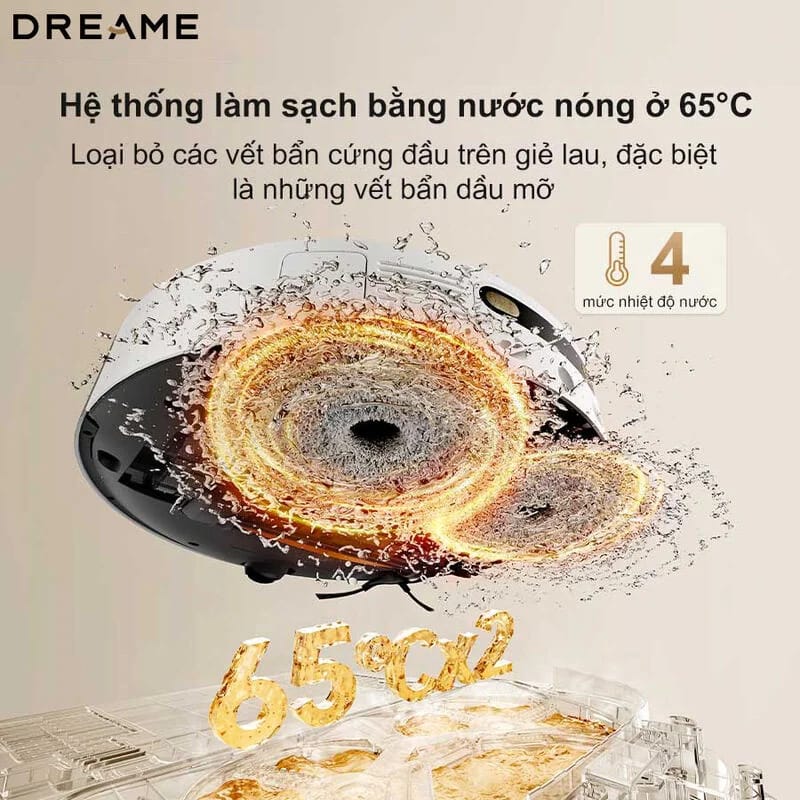 Hệ thống nước nóng 65°C loại bỏ dầu mỡ và làm khô khăn lau vượt trội