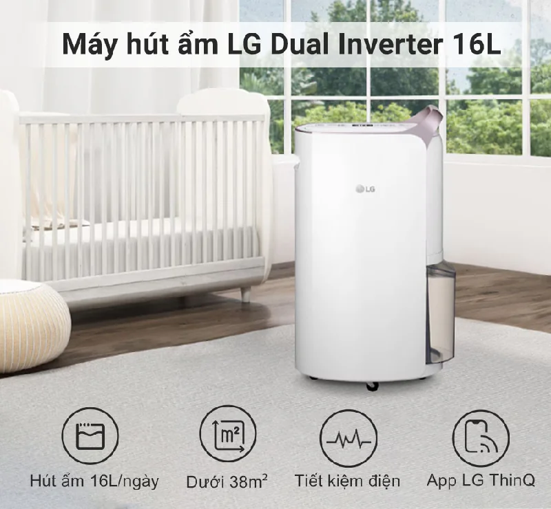 Máy hút ẩm LG Dual Inverter 16L - Thiết kế